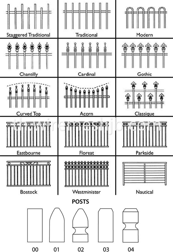 Black Color Zinc Steel Wrought Iron Fence